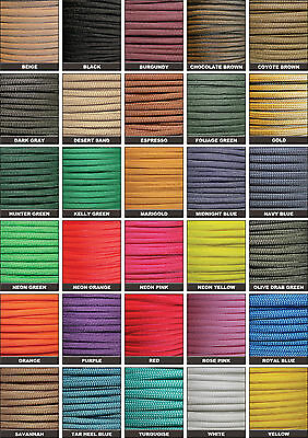550 Paracord Type Iii 7 Strand Parachute Cord 25, 50, 100, 1000 Ft - Made In Usa