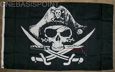 3x5 Deadman Chest Pirate Jolly Roger Flag Tricorner Skull Swords Knife Deadman's