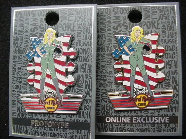 Hard Rock Cafe*no Name*patriotic*prototype & Online Exclusive*pins*new On Card